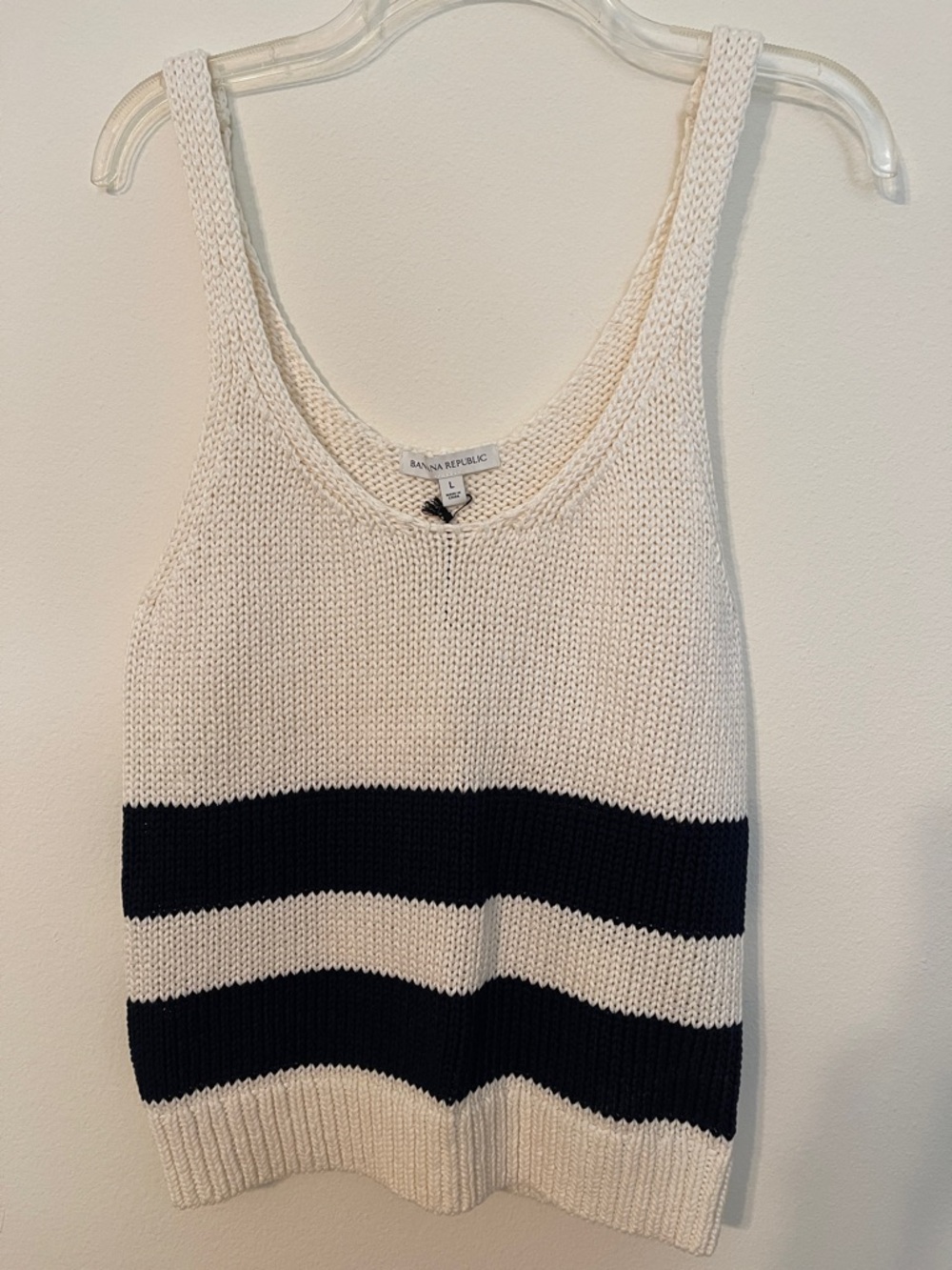 NWT Banana Republic Cream & Navy Striped Sweater Knit Tank - Picture 13 of 14